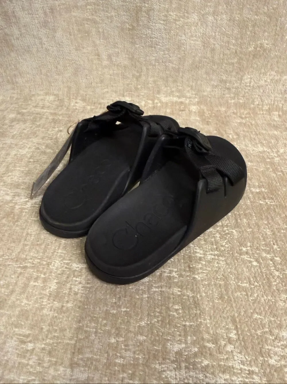 NWT Chaco Kids Chillos Open Toe Flat Heel Comfort Slide Sandal Black Size 1